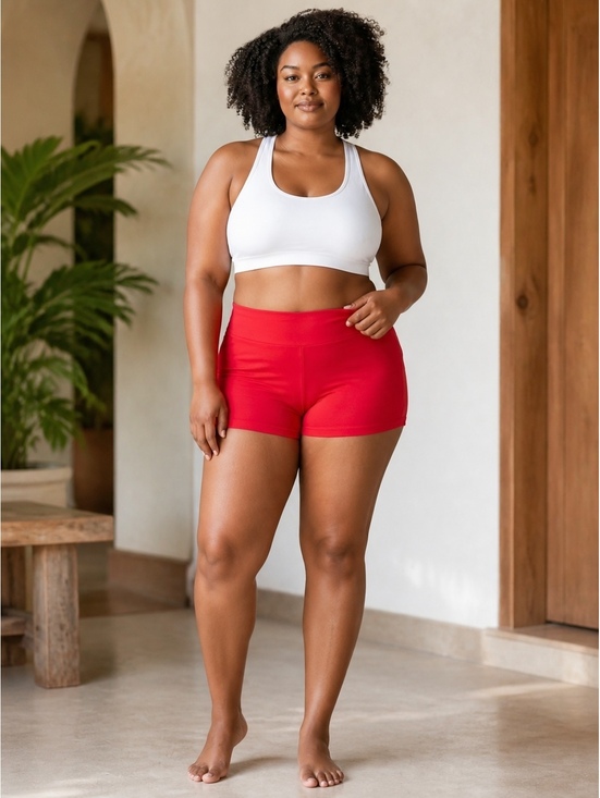 No Boundaries Pants - #603 No Boundaries Red High-Waisted Stretch Shorts L/XL